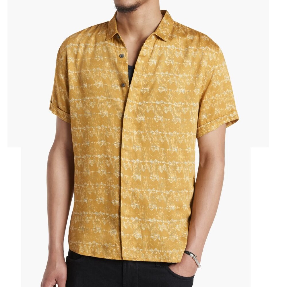 John Varvatos Mens Honeysuckle Loren Silky Modal Retro Print Shirt NWT 198